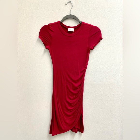 Red Ruched Bodycon Dress - Picture 2 of 4